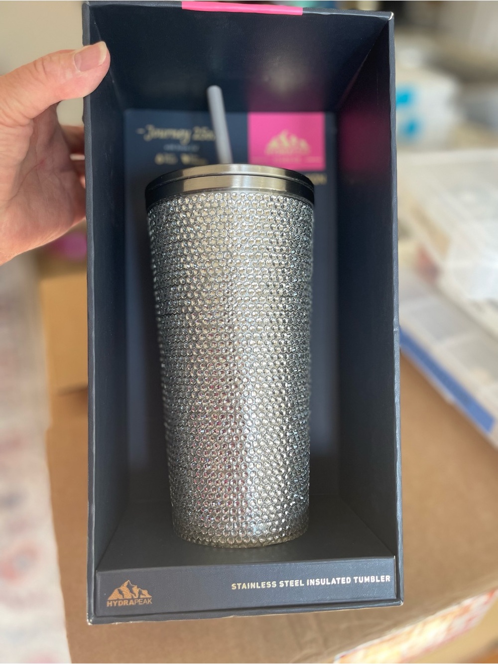 HydraPeak Silver Jeweled Stainless Steel Insulated Tumbler Lifetime Guarantee